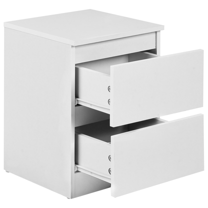 Bedside Table White With 2 Drawers Scandinavian Design