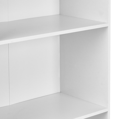 White 5 Shelf Bookcase Particle Board 5 Tier Storage Unit Scandinavian Style