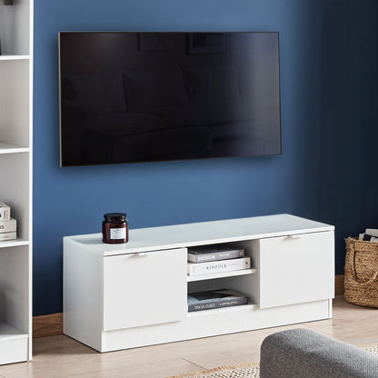 Nordic White TV Stand 102cm With 2 Drawers And Shelves