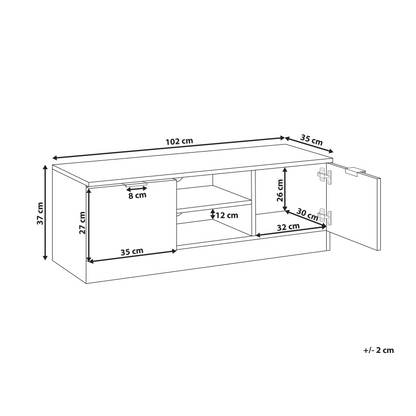 Nordic White TV Stand 102cm With 2 Drawers And Shelves