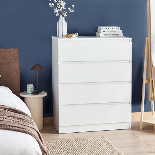 Nordic White 4 Drawer Chest 100 x 80cm Scandinavian Design