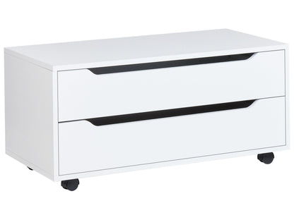 White MDP Bathroom Cabinet With 2 Drawers And Wheels