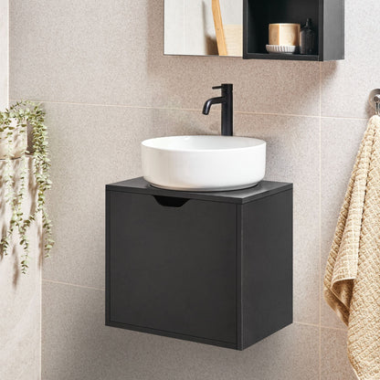 MDP Black Wall Mounted Bathroom Cabinet 44 x 40cm Door Pre Cut Hole