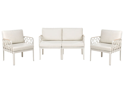 Convertible 4 Seater Garden Sofa Set Light Beige Cushions