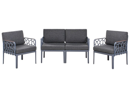 4 Seater Garden Sofa Set Dark Grey Synthetic Frame Cushioned