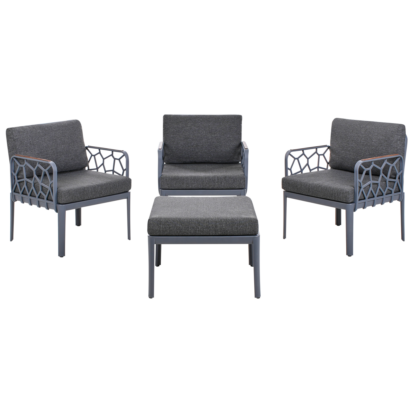 4 Seater Garden Sofa Set Dark Grey Synthetic Frame Cushioned