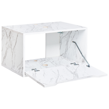 Wall Mounted White Particle Board Washbasin Cabinet With Marble Effect Finish And Pre Cut Holes