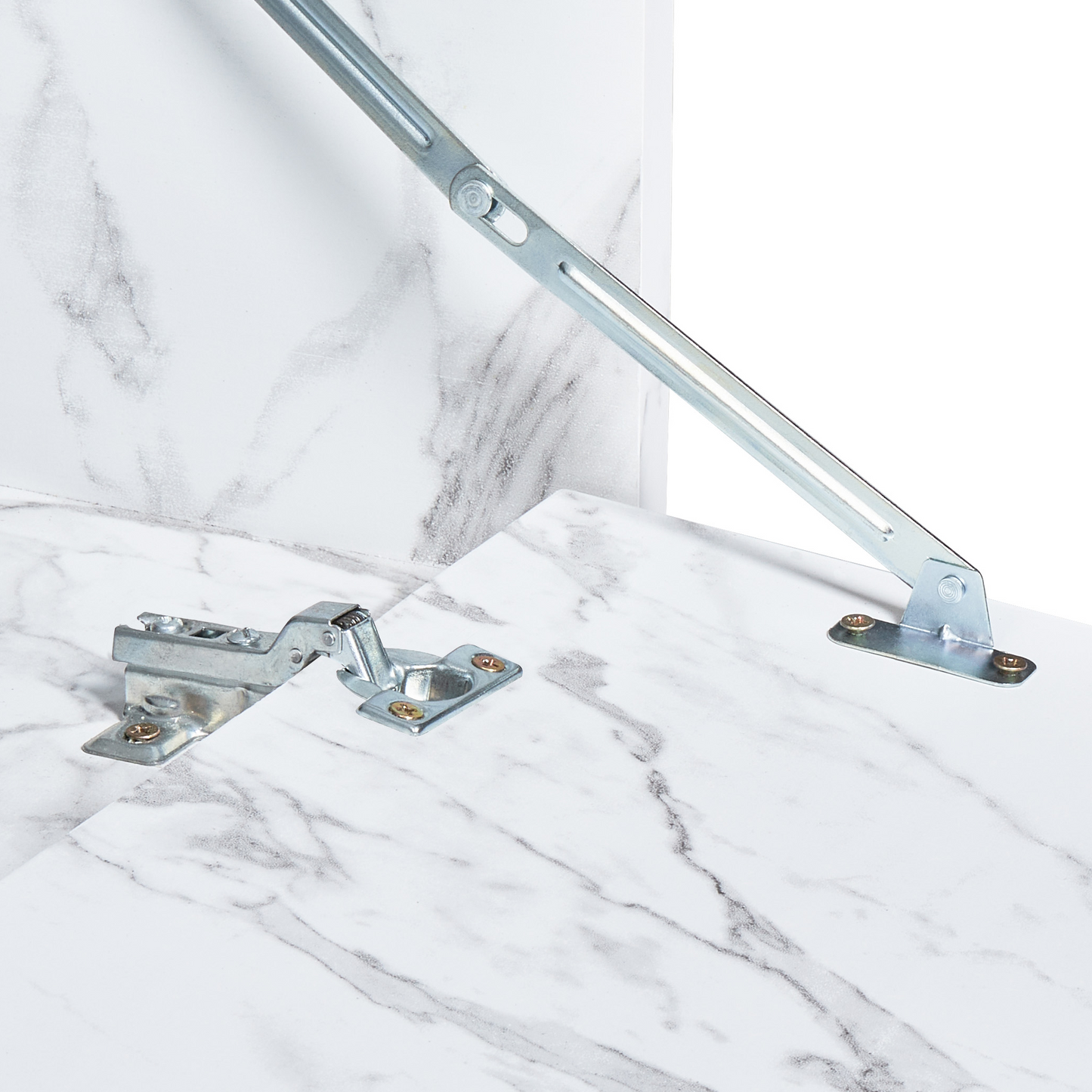 Wall Mounted White Particle Board Washbasin Cabinet With Marble Effect Finish And Pre Cut Holes