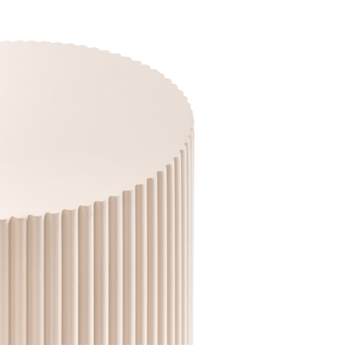 Fluted Off-White Side Table MDF Diameter 30 Cm Modern Living Room