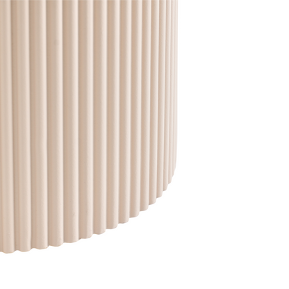 Fluted Off-White Side Table MDF Diameter 30 Cm Modern Living Room