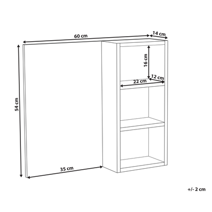 Bathroom Wall Cabinet With Mirror Shelves Black Melamine