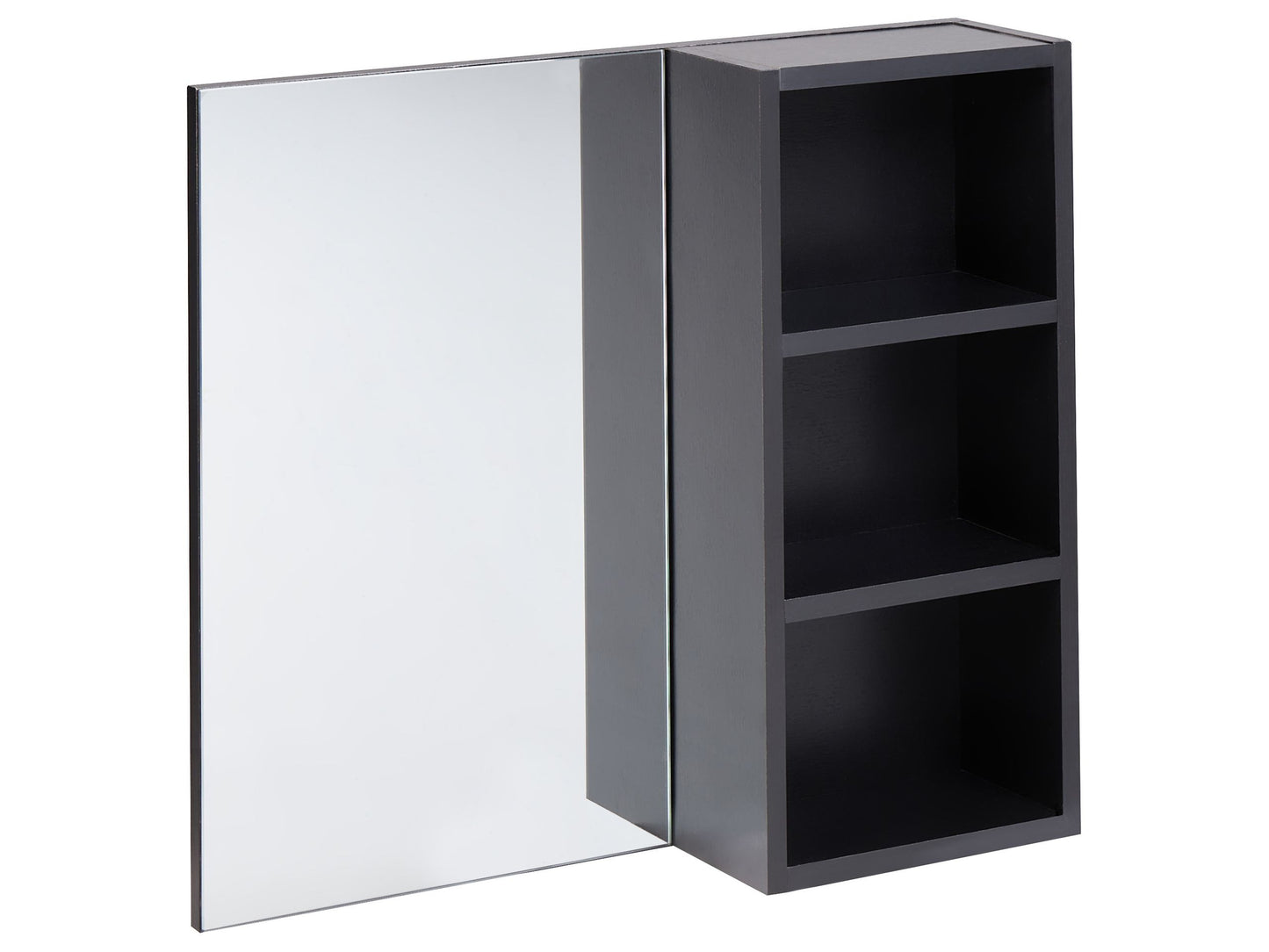 Bathroom Wall Cabinet With Mirror Shelves Black Melamine
