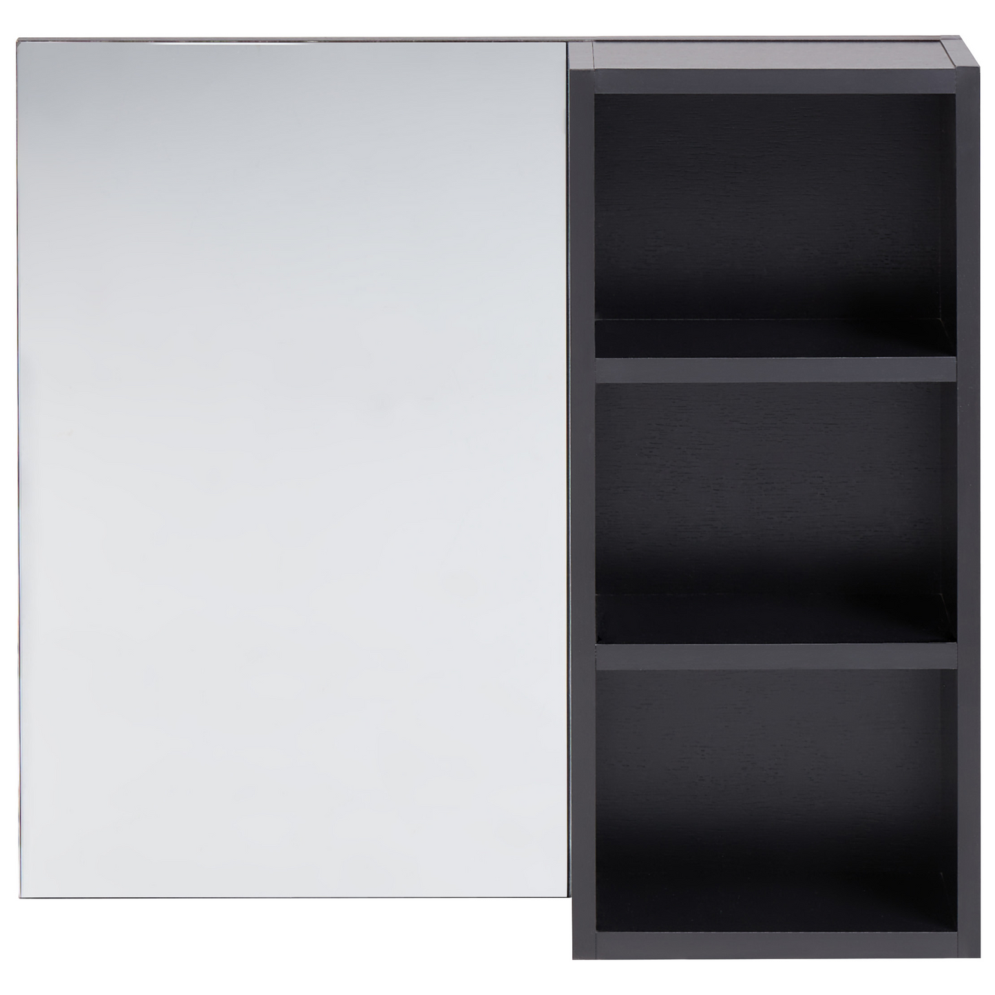 Bathroom Wall Cabinet With Mirror Shelves Black Melamine