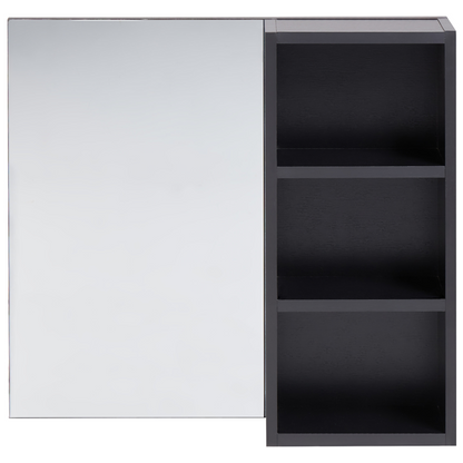 Bathroom Wall Cabinet With Mirror Shelves Black Melamine