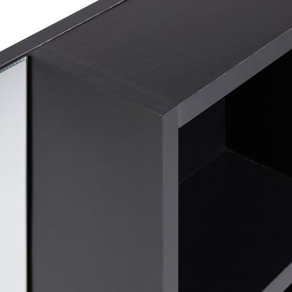Bathroom Wall Cabinet With Mirror Shelves Black Melamine