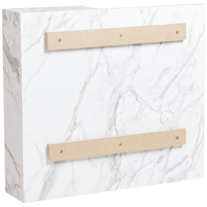 White Marble Effect Bathroom Wall Cabinet With Mirrored Cupboard