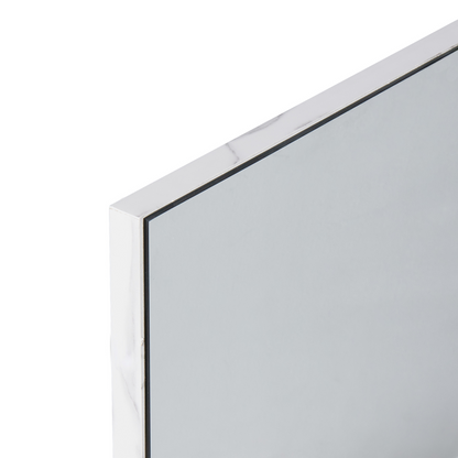 White Marble Effect Bathroom Wall Cabinet With Mirrored Cupboard