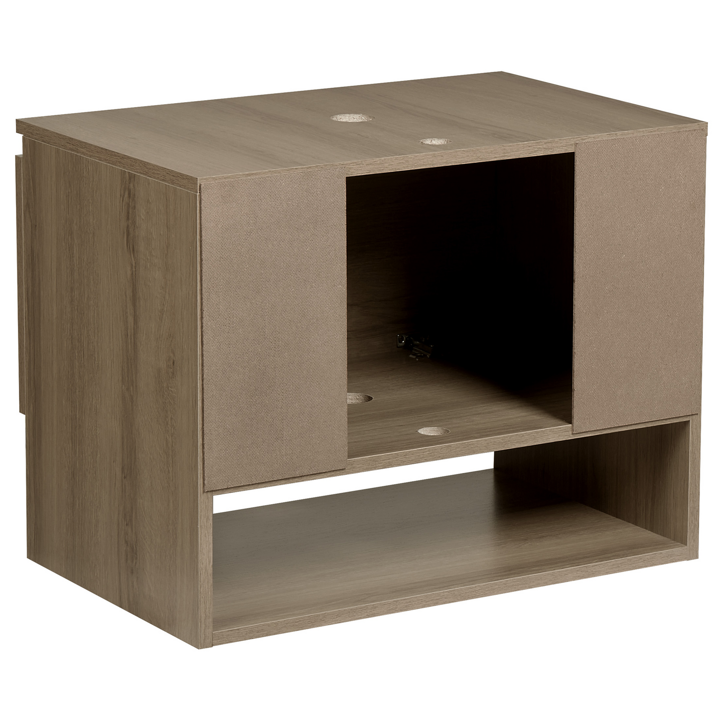 Wall Mounted Bath Cabinet Light Brown Pre Cut Basin Holes
