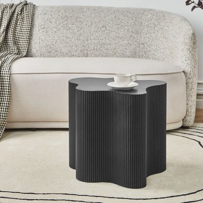 NovaCasa Side Table Black MDF Irregular Fluted Base 40x50cm