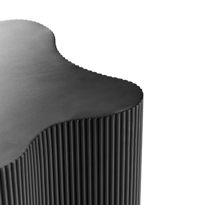 NovaCasa Side Table Black MDF Irregular Fluted Base 40x50cm