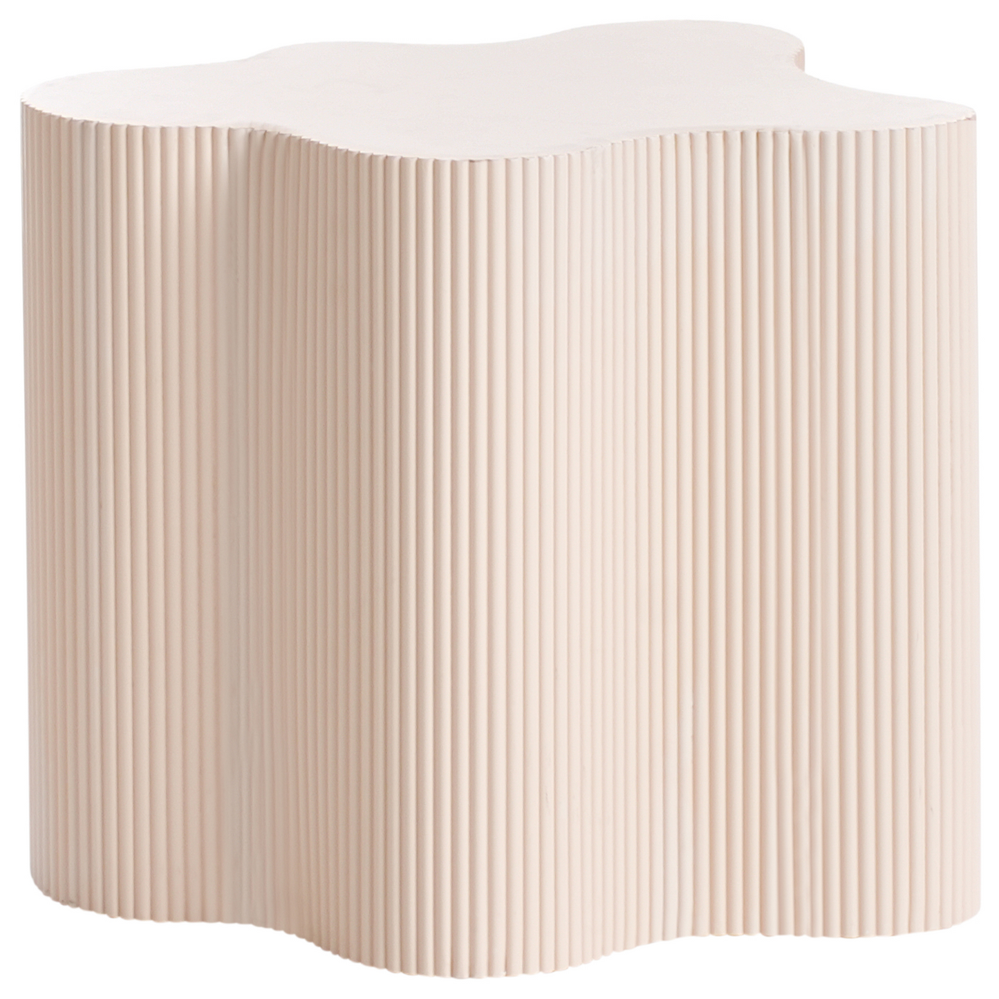 Lumina Living Side Table Off White MDF Irregular Fluted Base 40x50 cm Modern Design Accent