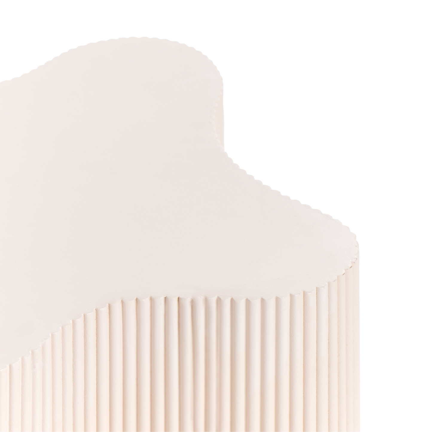 Lumina Living Side Table Off White MDF Irregular Fluted Base 40x50 cm Modern Design Accent