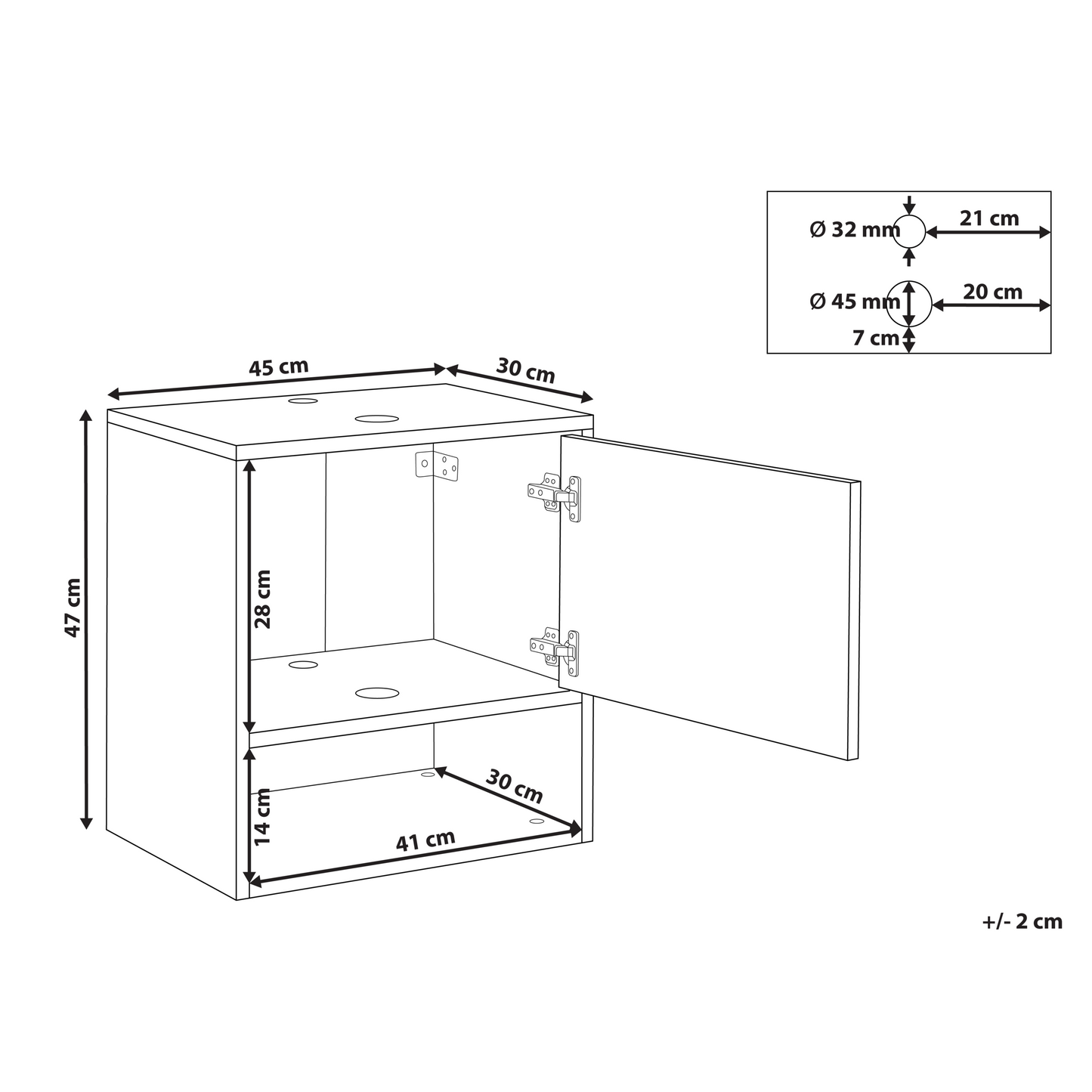 Black Wall Mounted Washbasin Cabinet Pre Cut Holes