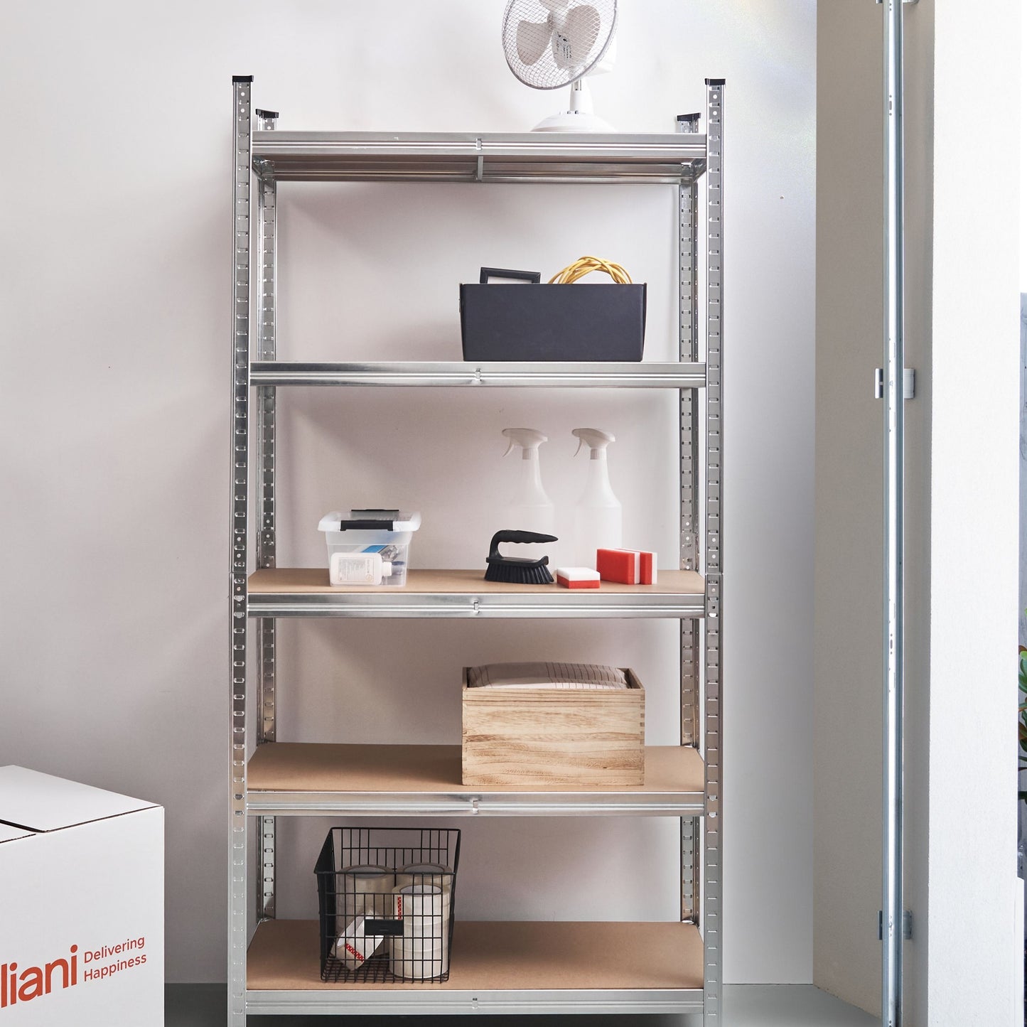 5-Shelf Silver Metal Storage Shelving Unit Outdoor Indoor