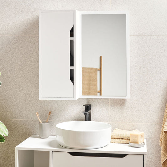 Wall Mounted Cabinet With Mirror In White 60 x 60cm