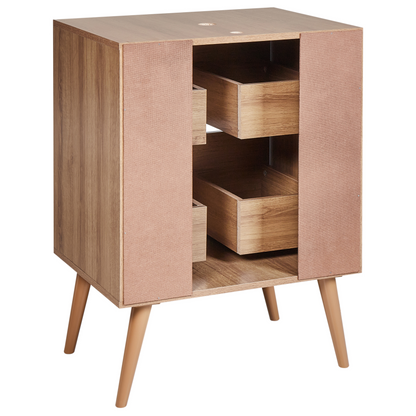 Washbasin Cabinet 60 x 80cm Light Brown MDP with Drawers