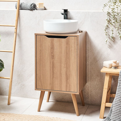 Washbasin Cabinet Light Brown MDP 45 x 80cm With Shelves