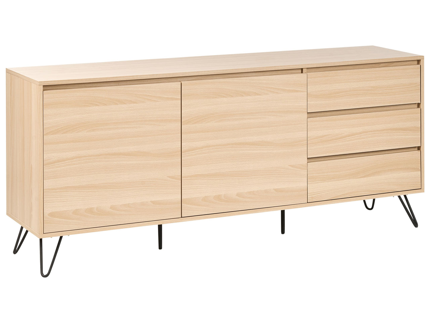 2 Door Sideboard Light Brown Particle Board With 2 Drawers