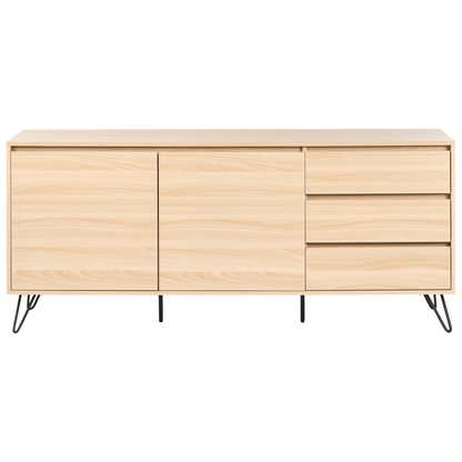 2 Door Sideboard Light Brown Particle Board With 2 Drawers