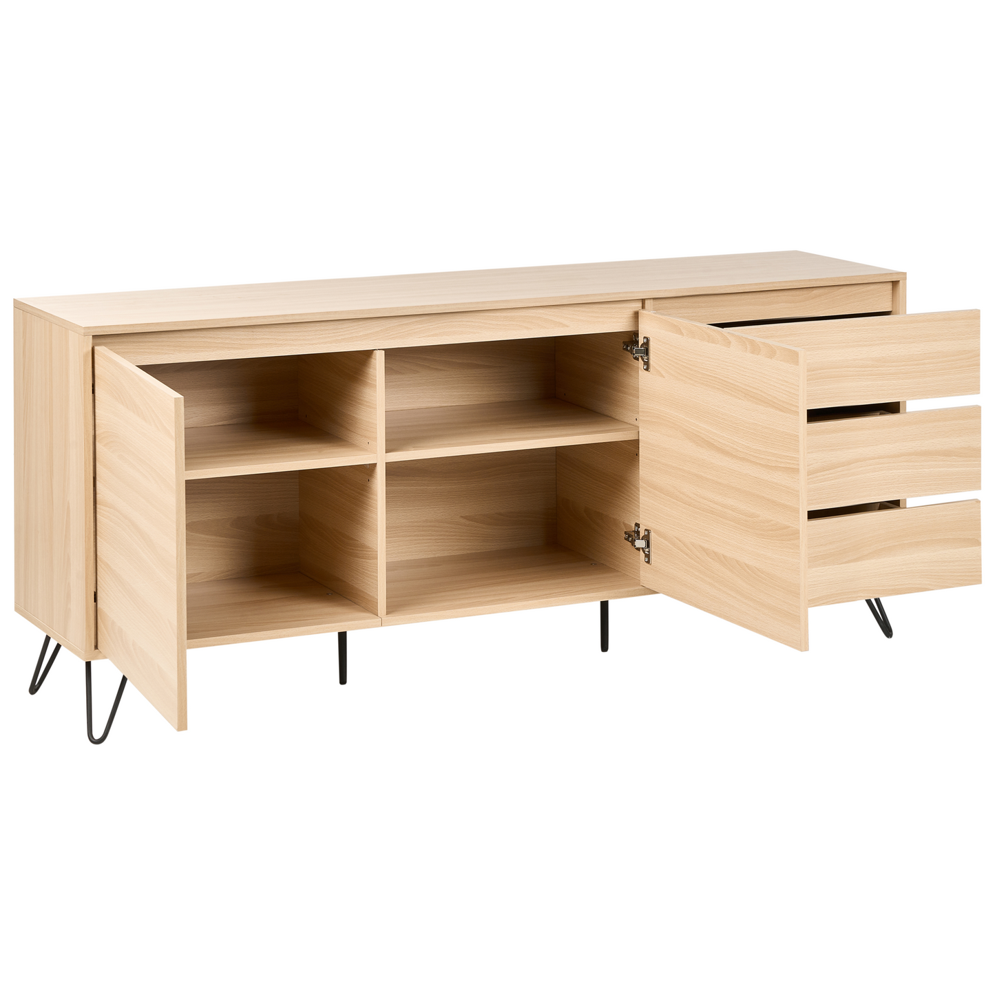 2 Door Sideboard Light Brown Particle Board With 2 Drawers