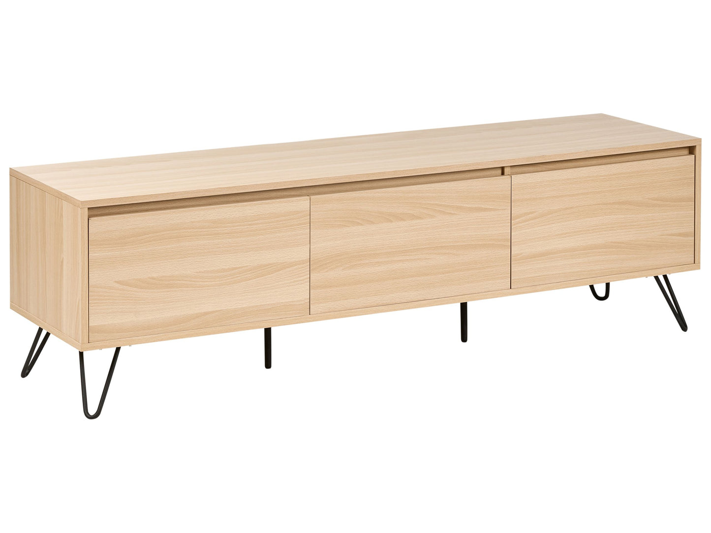 TV Stand Light Brown Particle Board 150cm Three Shelves Minimalist Living Room