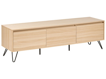 TV Stand Light Brown Particle Board 150cm Three Shelves Minimalist Living Room