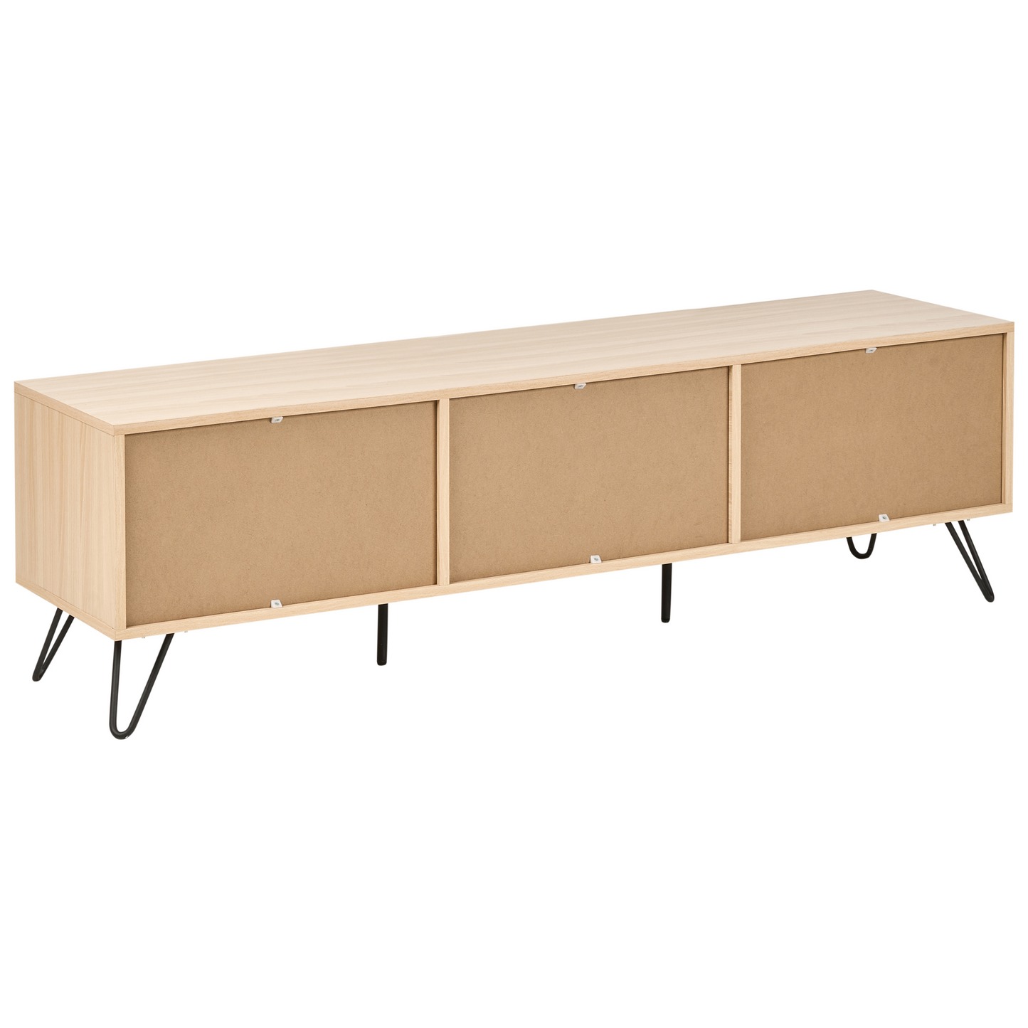 TV Stand Light Brown Particle Board 150cm Three Shelves Minimalist Living Room