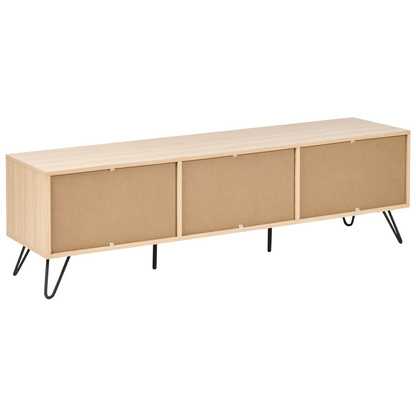 TV Stand Light Brown Particle Board 150cm Three Shelves Minimalist Living Room