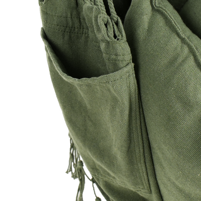 Hanging Hammock Chair Green Cotton and Polyester Swing for Indoor Outdoor Boho Style