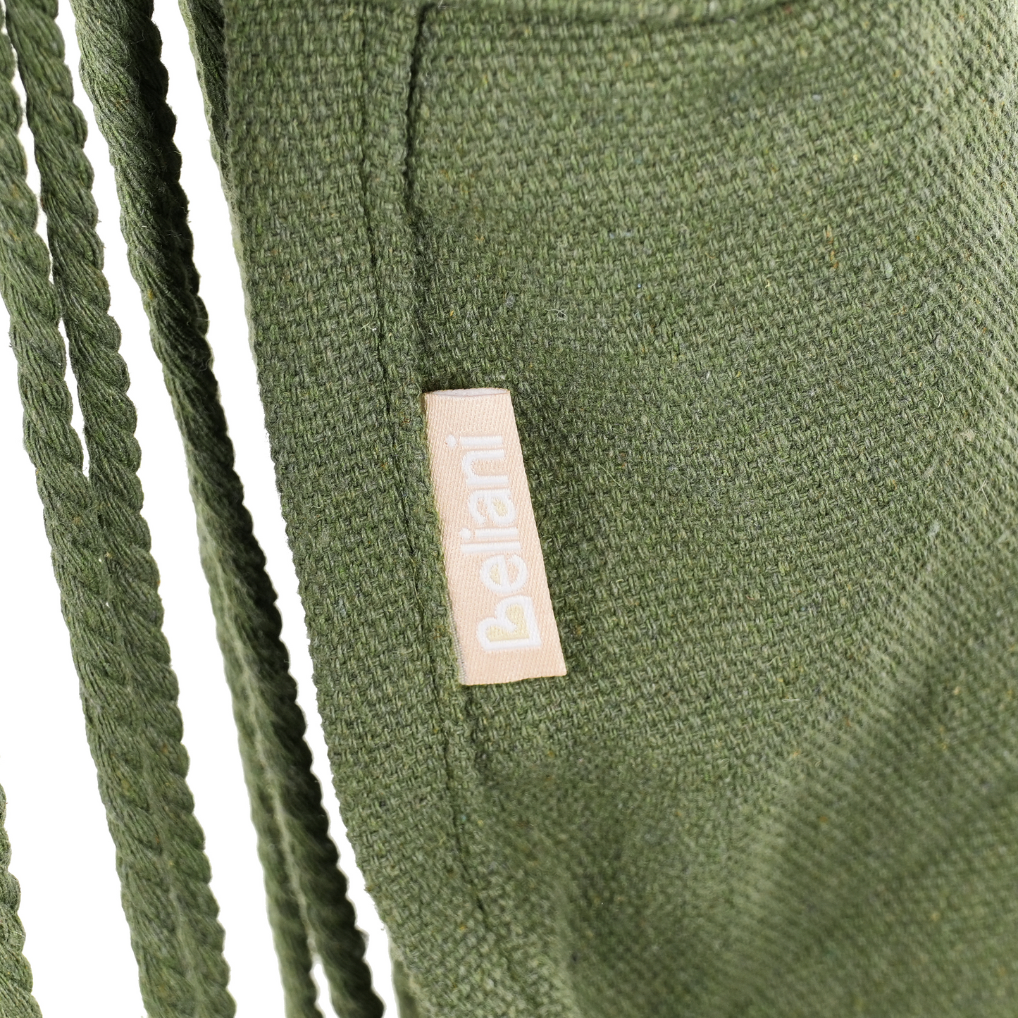 Hanging Hammock Chair Green Cotton and Polyester Swing for Indoor Outdoor Boho Style
