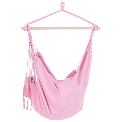 Hanging Hammock Chair Pink Cotton Polyester Indoor Outdoor