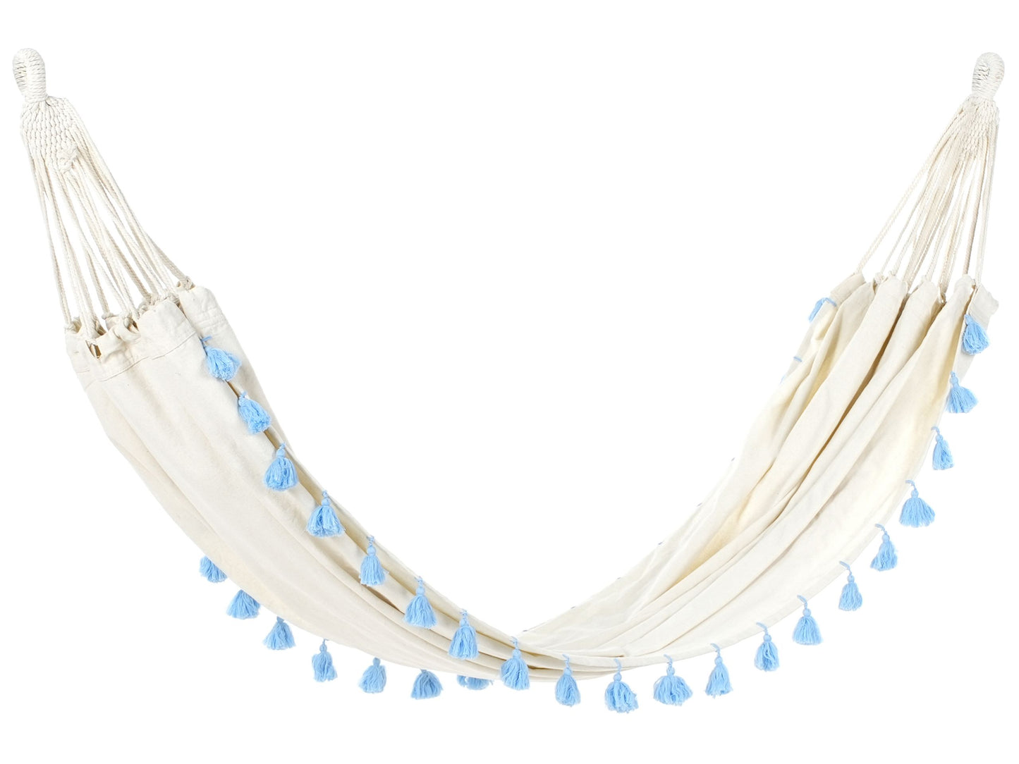 Serenity Hammocks Beige Garden Hammock With Light Blue Boho Accents