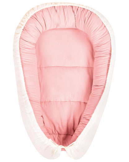 Reversible Baby Cocoon Cotton Nest Pink Beige 55 X 90cm For Newborns