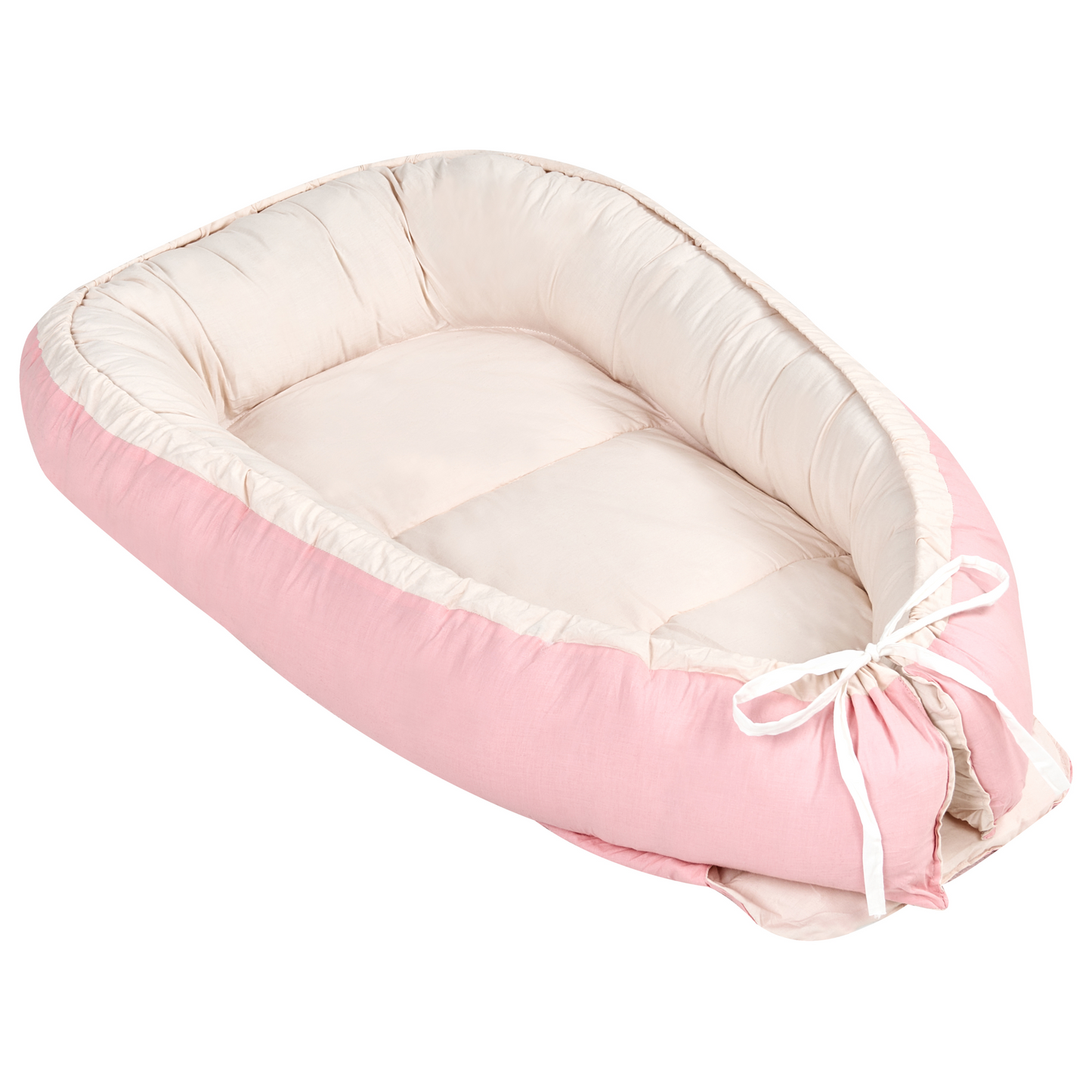 Reversible Baby Cocoon Cotton Nest Pink Beige 55 X 90cm For Newborns