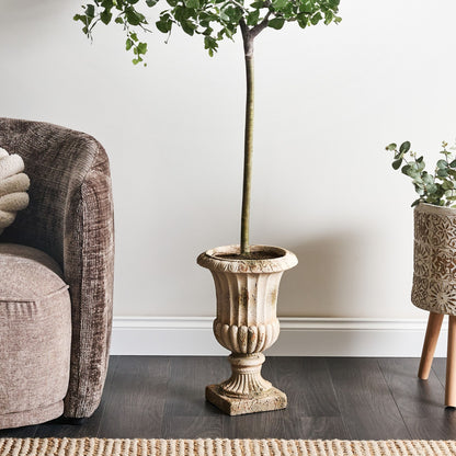 Beige Distressed Plant Pot Vintage Style Antique Look Indoor Outdoor