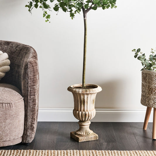 Beige Distressed Plant Pot Vintage Style Antique Look Indoor Outdoor