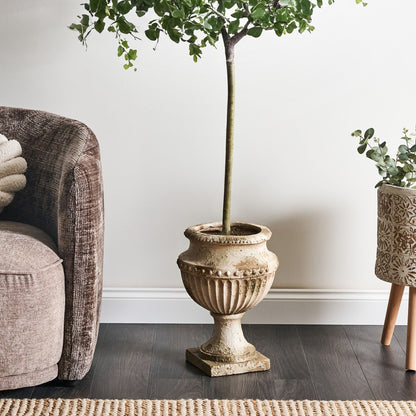 Plant Pot Beige Distressed Vintage Style Antique Look Indoor Outdoor