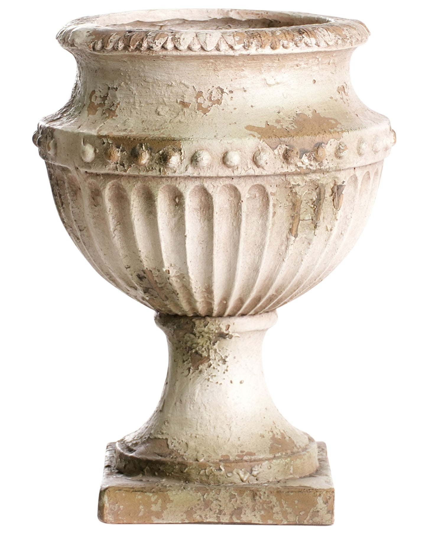Plant Pot Beige Distressed Vintage Style Antique Look Indoor Outdoor
