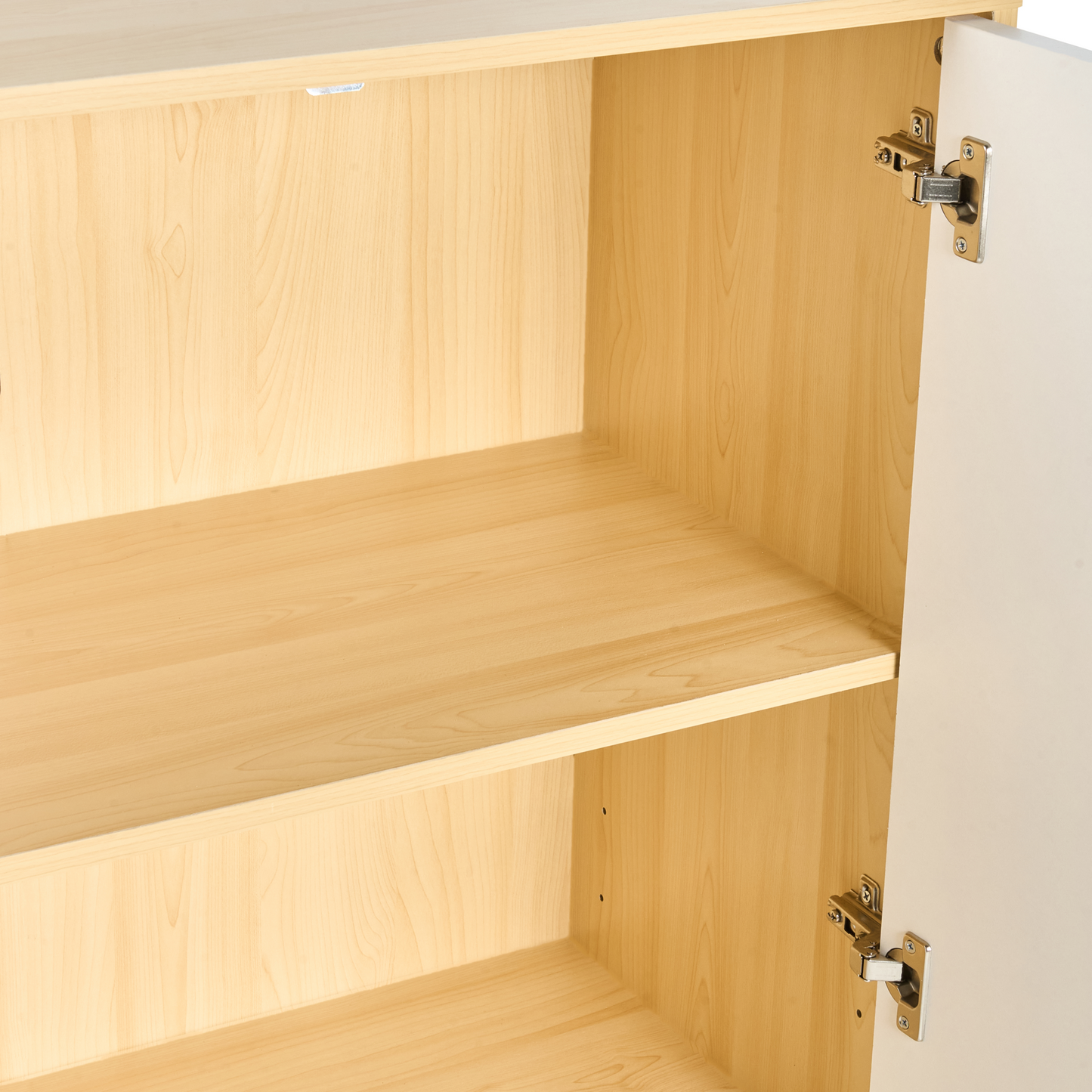 Cabinet Light Brown White Particle Board 2 Door 3 Shelves
