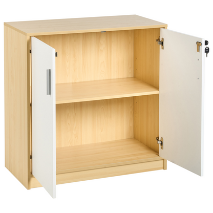 Storage Cabinet Light Brown 2 Door Locker With 2 Shelves